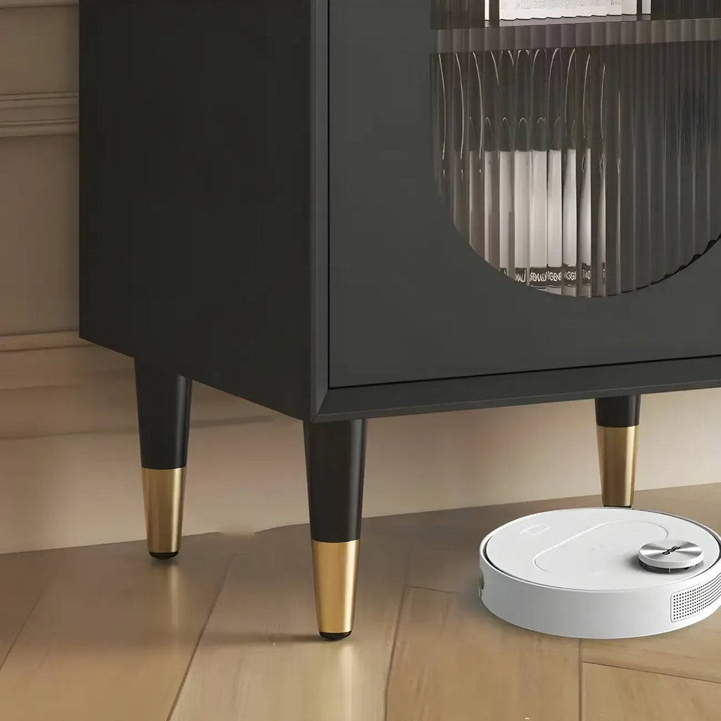 16W Glam Wooden Sideboard with Glass Doors & Cabinets