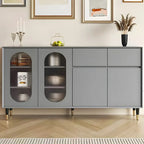 16W Glam Wooden Sideboard with Glass Doors & Cabinets