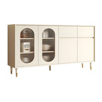 16W Glam Wooden Sideboard with Glass Doors & Cabinets