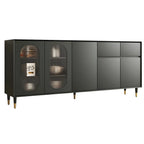 16W Glam Wooden Sideboard with Glass Doors & Cabinets