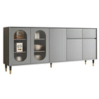 16W Glam Wooden Sideboard with Glass Doors & Cabinets