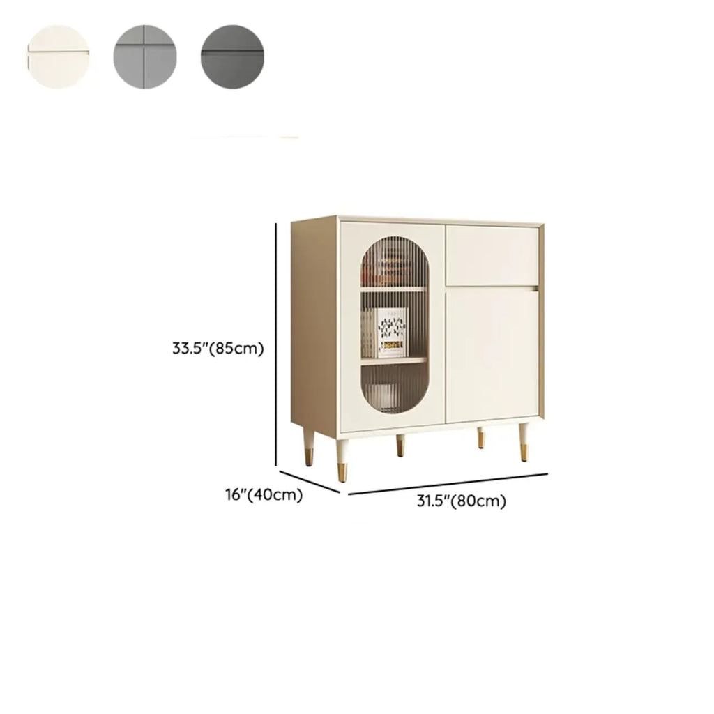 16W Glam Wooden Sideboard with Glass Doors & Cabinets