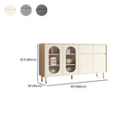 16W Glam Wooden Sideboard with Glass Doors & Cabinets