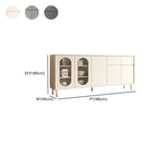 16W Glam Wooden Sideboard with Glass Doors & Cabinets