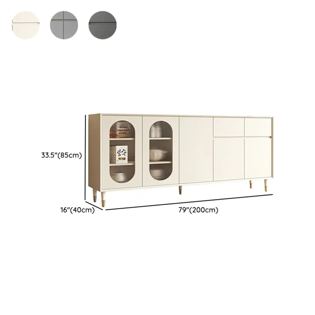 16W Glam Wooden Sideboard with Glass Doors & Cabinets