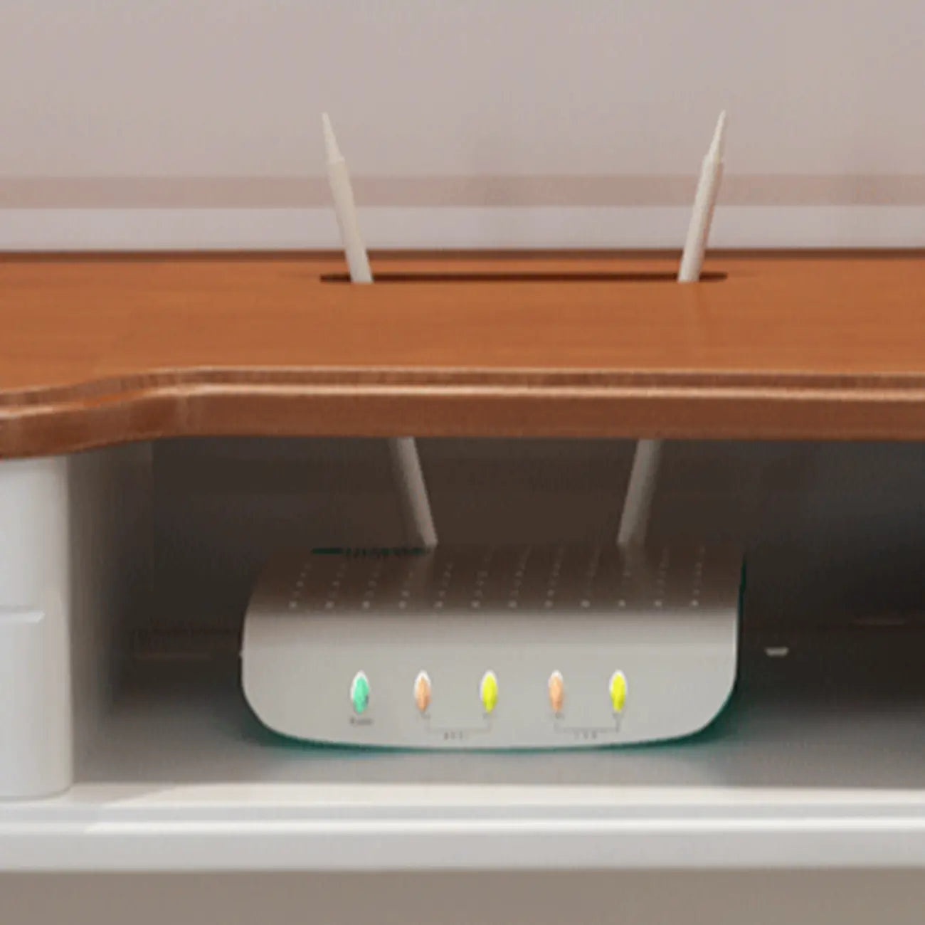 Living Room Wood Brown-White Cable Management TV Stand