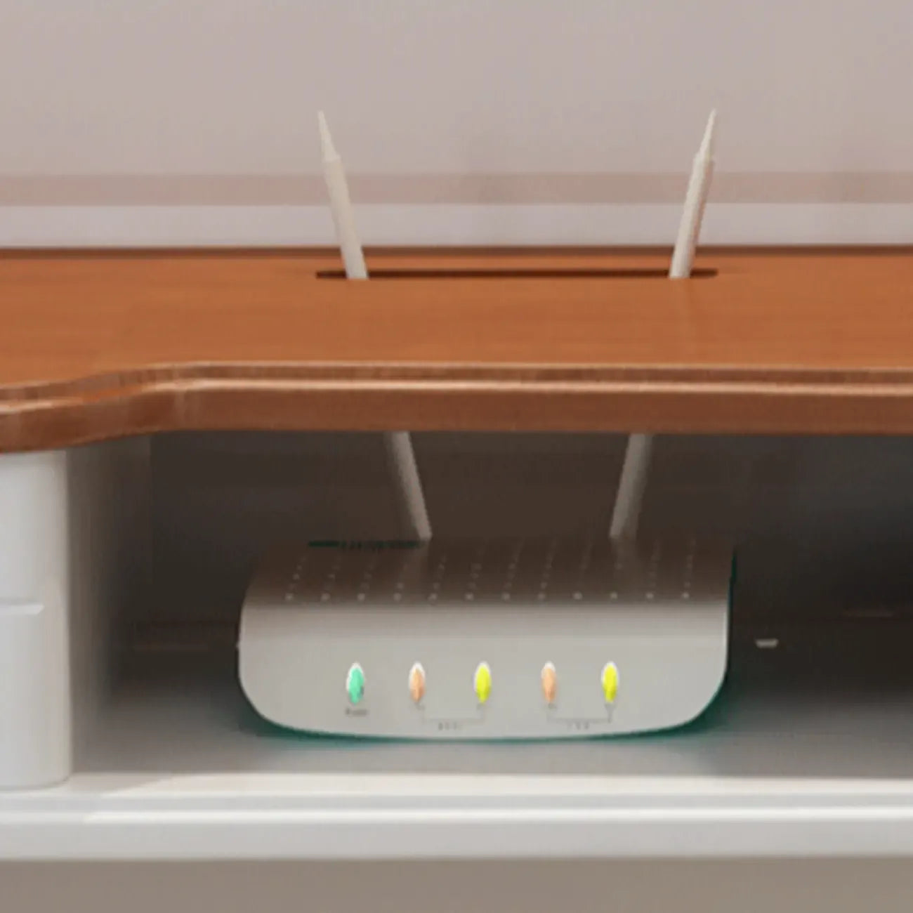 Living Room Wood Brown-White Cable Management TV Stand