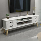 Living Room Wood Brown-White Cable Management TV Stand