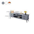 Living Room Wood Brown-White Cable Management TV Stand