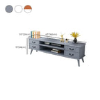 Living Room Wood Brown-White Cable Management TV Stand