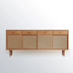 Nordic Freestanding Rattan Cabinet with Sliding Door