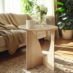 20-inch Natural Wood Round Side Table for Living Room