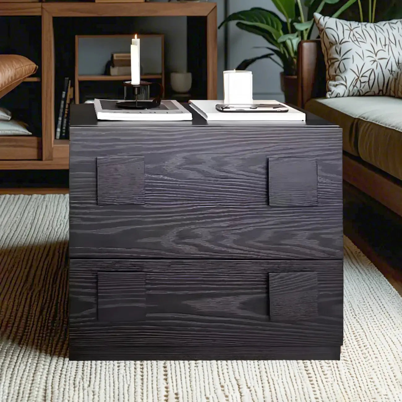Modern Wooden Matte Black Storage Cabinet for Bathroom