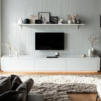 Minimalist White Wooden TV Stand with Cable Management