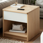 Wooden Square Bedside Storage Table with Up/Dowm Drawer