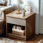 Wooden Square Bedside Storage Table with Up/Dowm Drawer