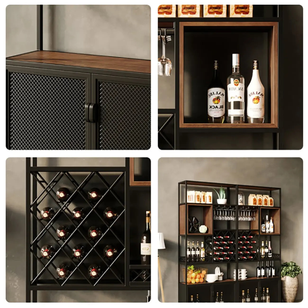 Freestanding Industrial Metal Eco-Board Floor Wine Rack Cabinet