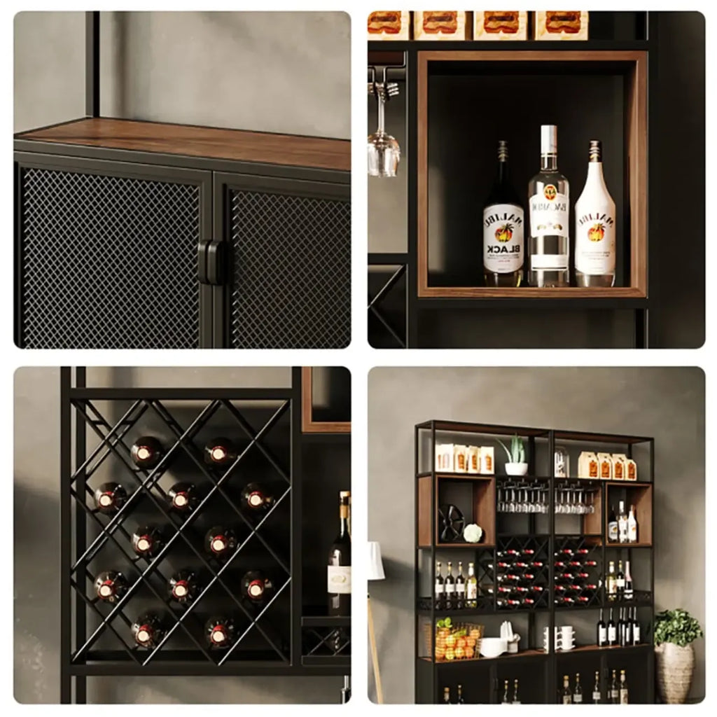 Freestanding Industrial Metal Eco-Board Floor Wine Rack Cabinet