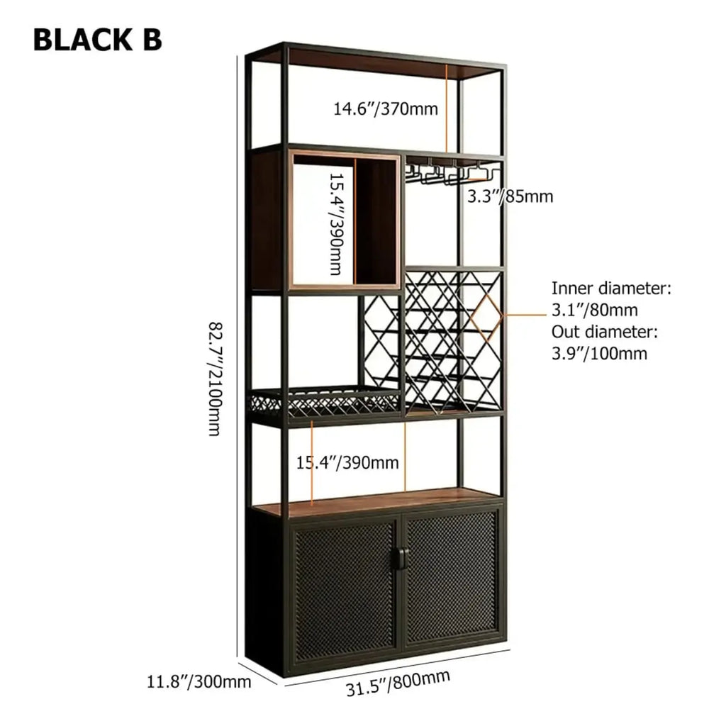 Freestanding Industrial Metal Eco-Board Floor Wine Rack Cabinet