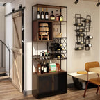 Freestanding Industrial Metal Eco-Board Floor Wine Rack Cabinet