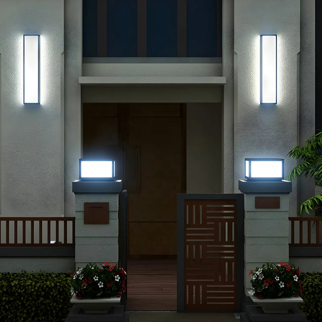 Modern Metal Black Rectangle Wall Light for Outdoor
