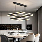 Modern 3-Tier Linear Square Dimmable LED Chandelier