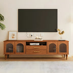 Nordic Cherry Wood Arch Glass Cabinet Door TV Stand