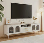 Nordic Cherry Wood Arch Glass Cabinet Door TV Stand