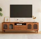 Nordic Cherry Wood Arch Glass Cabinet Door TV Stand