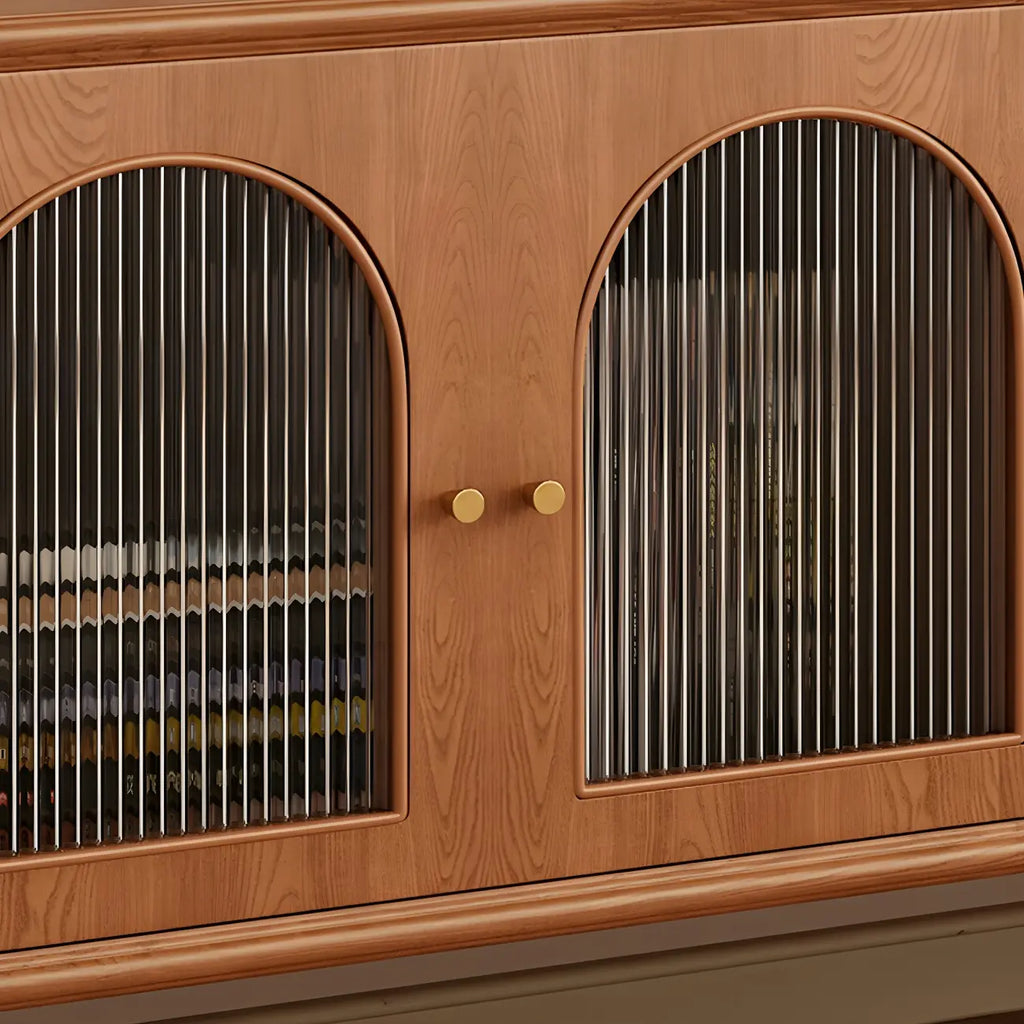 Nordic Cherry Wood Arch Glass Cabinet Door TV Stand