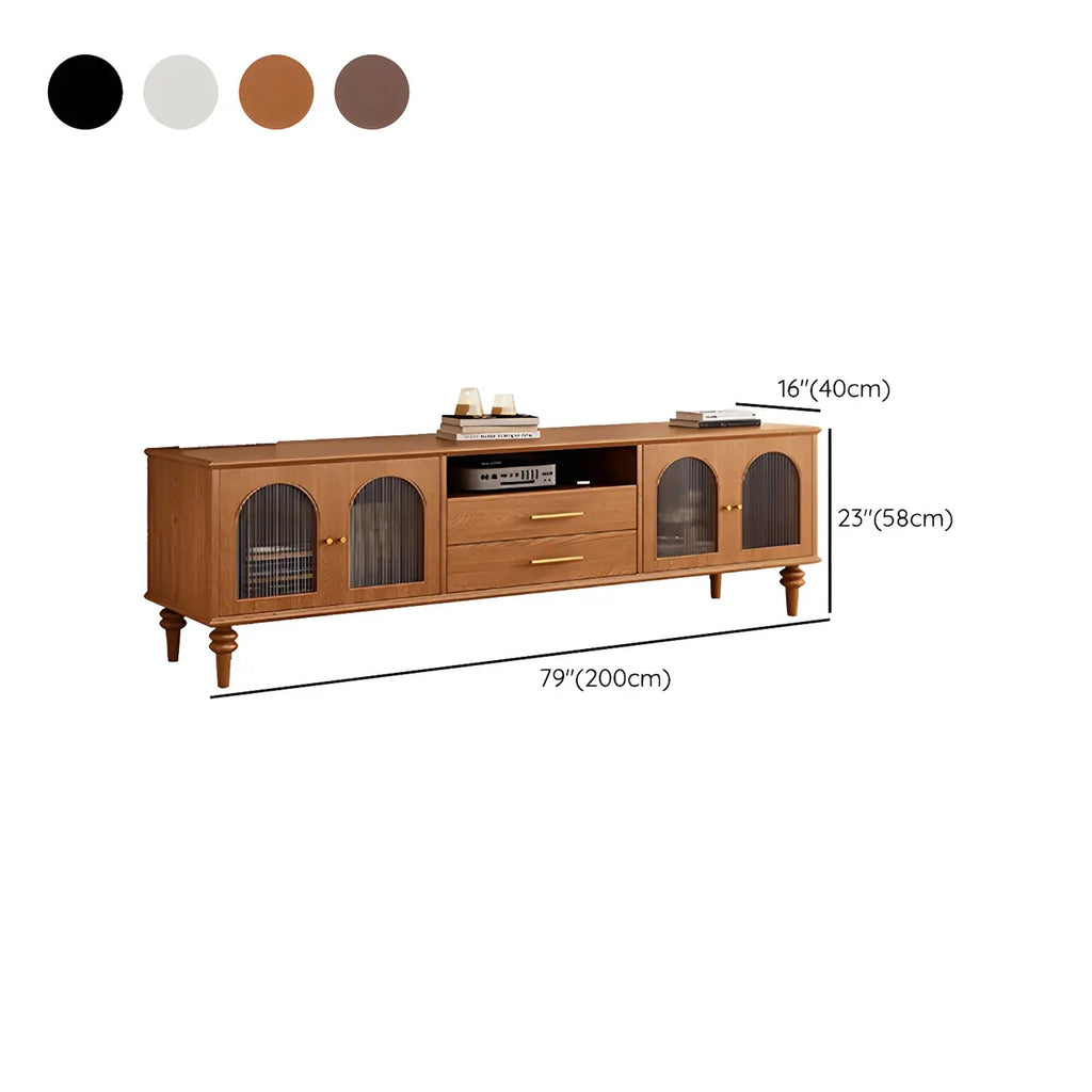 Nordic Cherry Wood Arch Glass Cabinet Door TV Stand