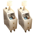 Narrow Small Walnut Wood Nightstand with Shelves