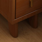 Narrow Small Walnut Wood Nightstand with Shelves