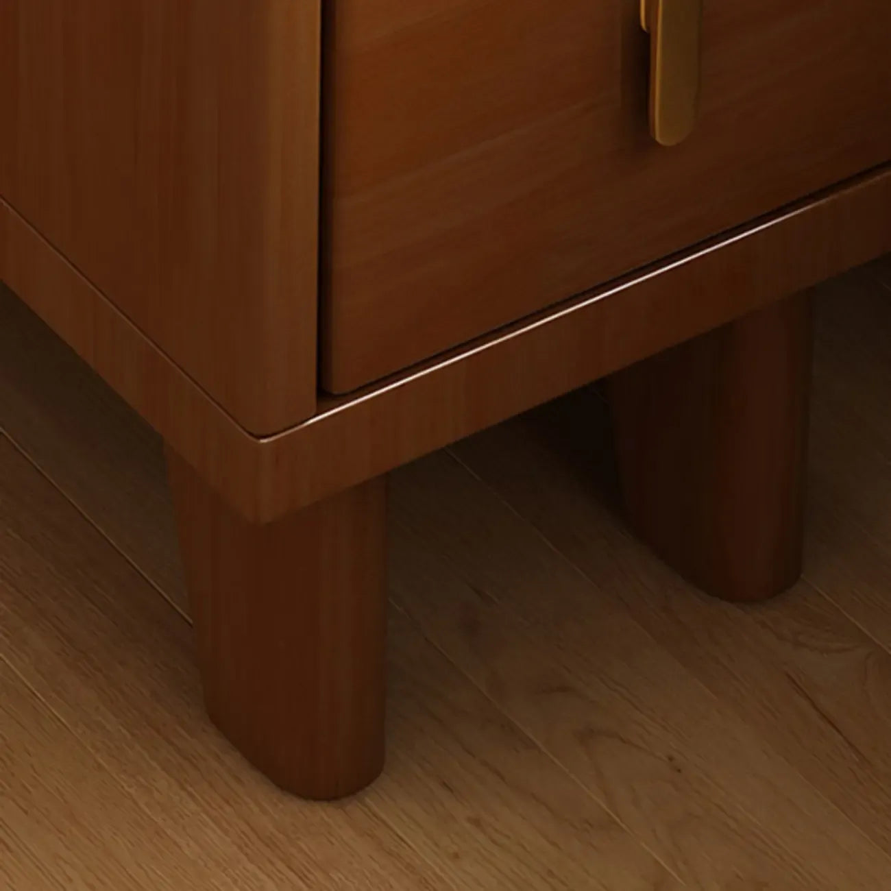 Narrow Small Walnut Wood Nightstand with Shelves