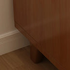 Narrow Small Walnut Wood Nightstand with Shelves