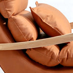 Upholstered Wooden Rocking Chair with Ottoman for Indoor