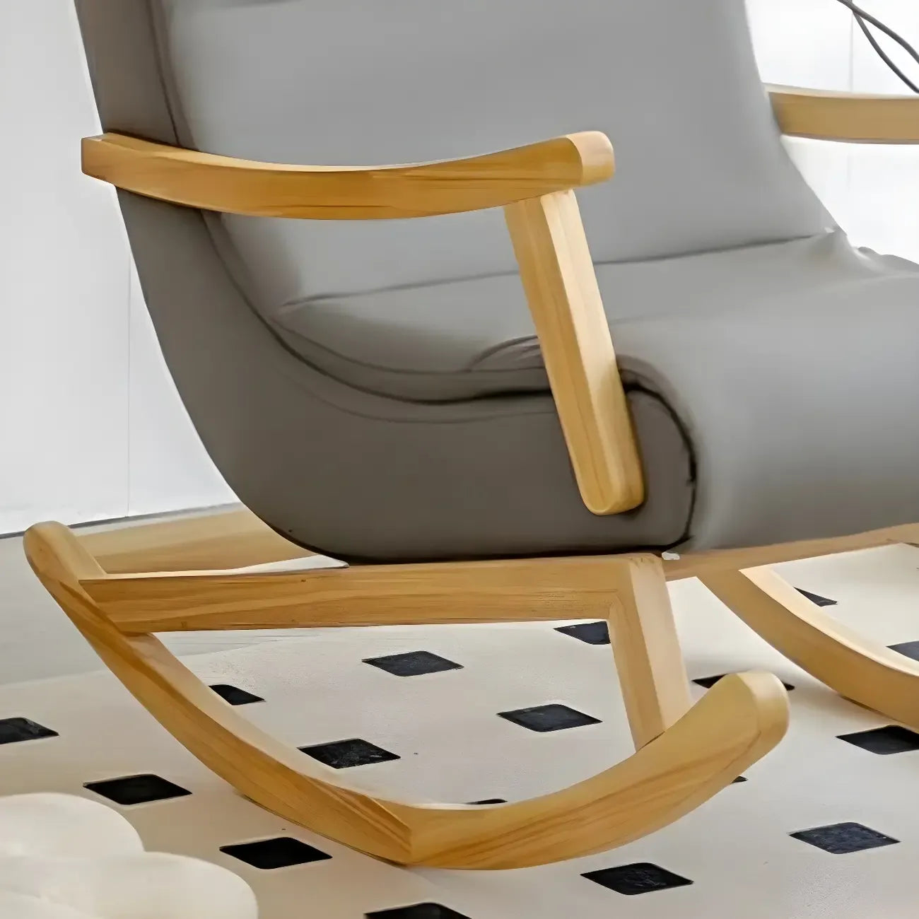 Upholstered Wooden Rocking Chair with Ottoman for Indoor