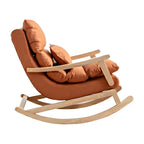 Upholstered Wooden Rocking Chair with Ottoman for Indoor