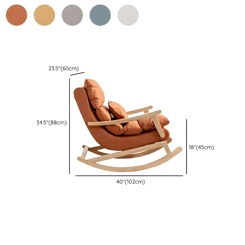 Upholstered Wooden Rocking Chair with Ottoman for Indoor