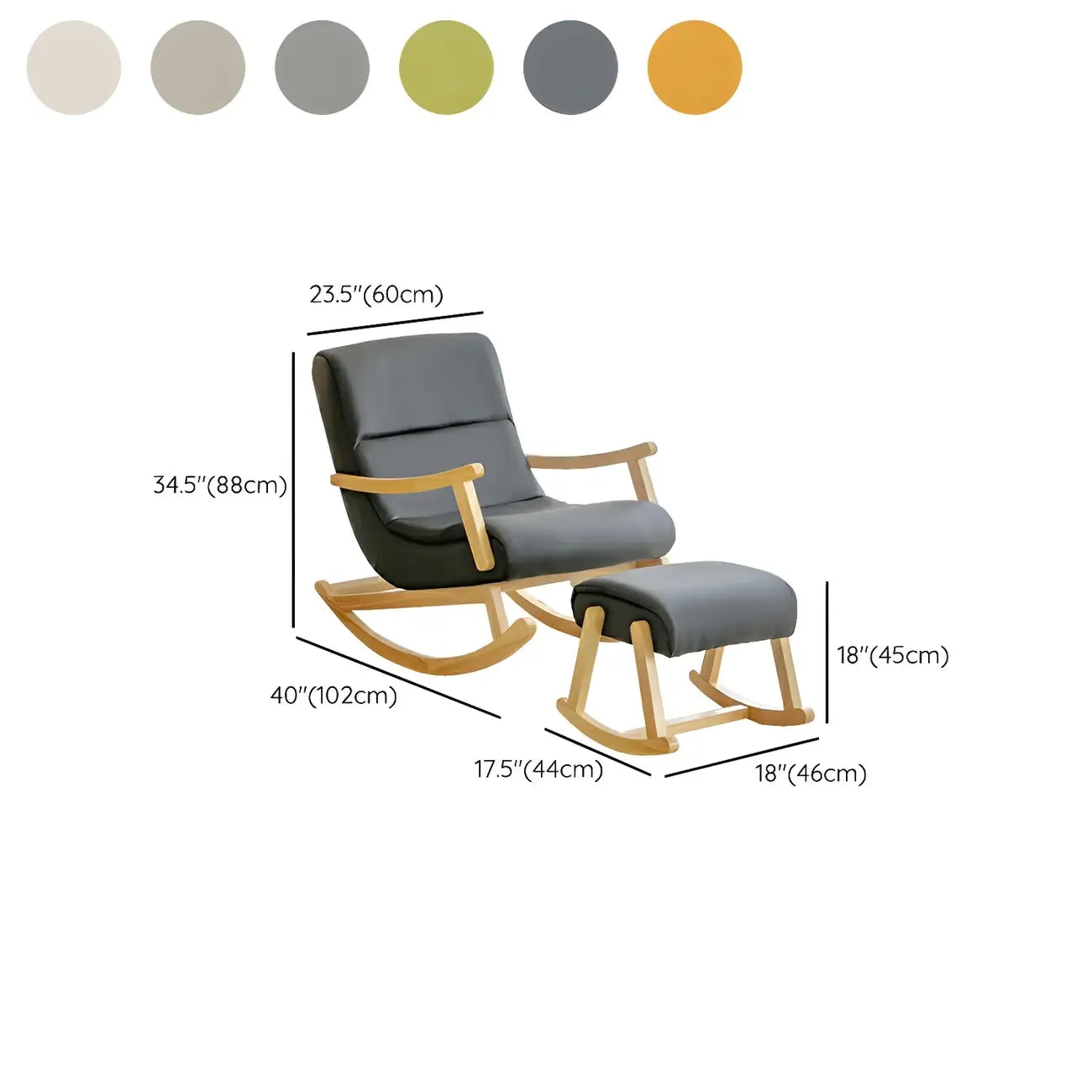 Upholstered Wooden Rocking Chair with Ottoman for Indoor