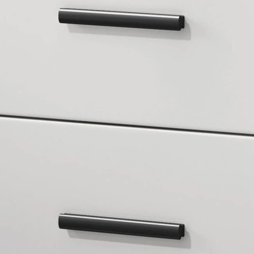 Modern White Stone Top Oak 2-Drawer Nightstand