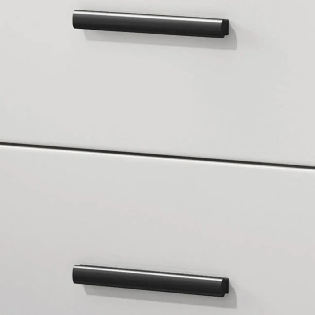 Modern White Stone Top Oak 2-Drawer Nightstand