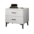 Modern White Stone Top Oak 2-Drawer Nightstand