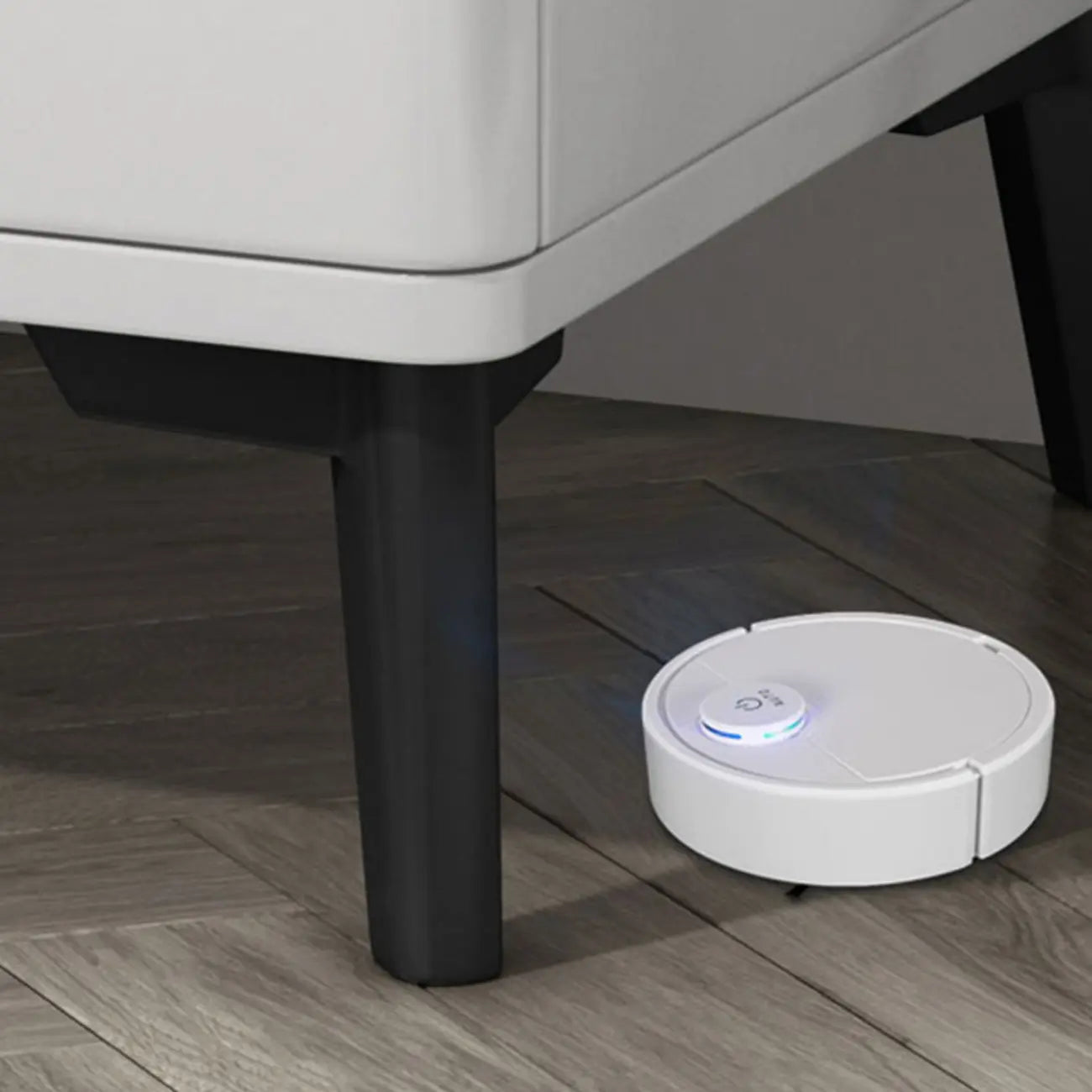 Modern White Stone Top Oak 2-Drawer Nightstand