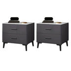 Modern White Stone Top Oak 2-Drawer Nightstand