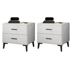 Modern White Stone Top Oak 2-Drawer Nightstand