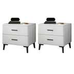 Modern White Stone Top Oak 2-Drawer Nightstand