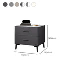 Modern White Stone Top Oak 2-Drawer Nightstand