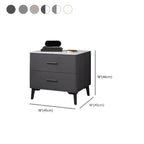 Modern White Stone Top Oak 2-Drawer Nightstand