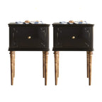 Traditional Black Wooden Carved Leggy Nightstand with Drawer